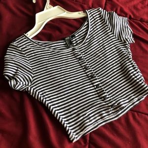 Black and White Stripped Forever 21 Crop Top